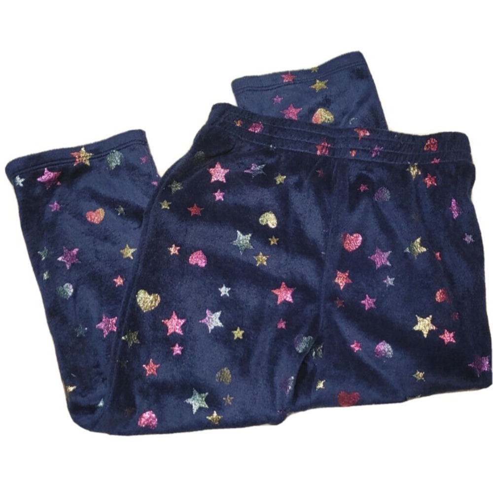 NEW Member's Mark Girls Star & Heart Navy‎ Pj Fleece Lounge Pant Size 4T